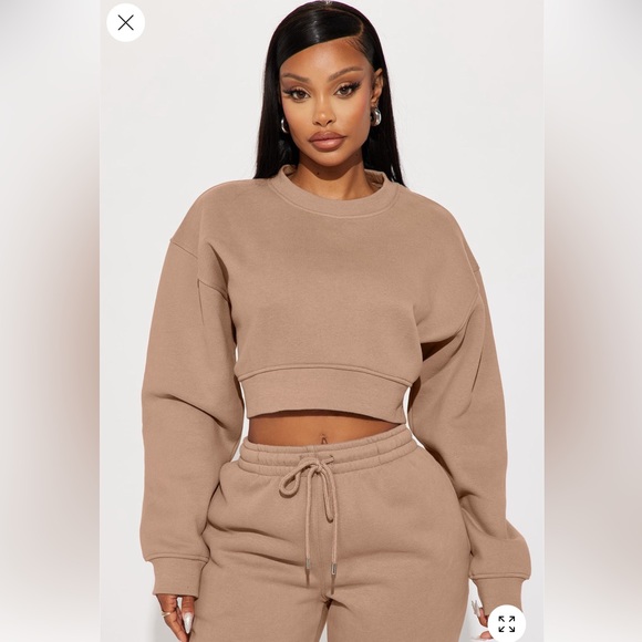 Fashion Nova Make It Last Tan Sweatshirt & Jogger Set - Picture 2 of 6